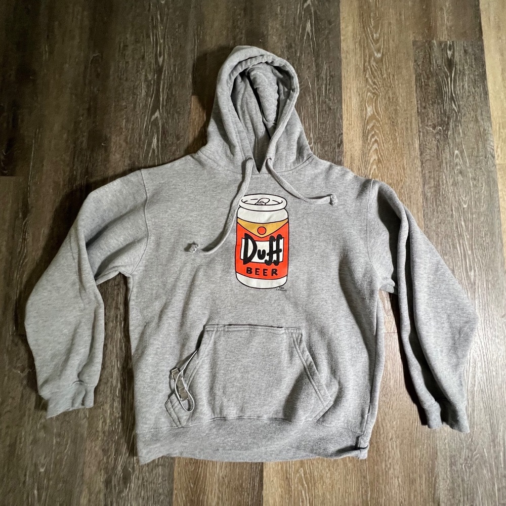 Universal Studios Duff Beer Hoodie Mens Medium Gray The Simpsons‎ Pullover
